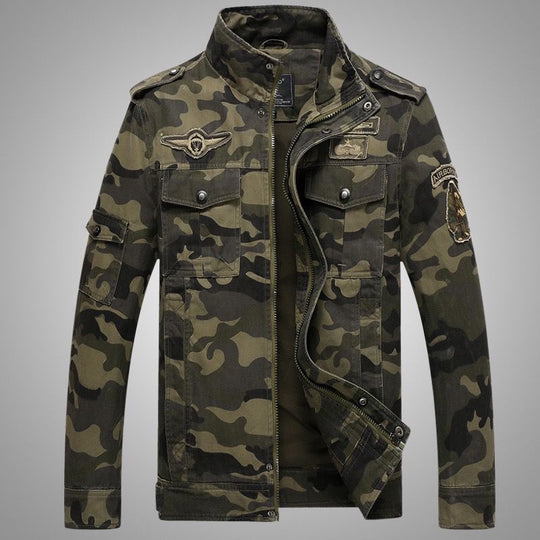 Herren Camo-Utility-Bomberjacke mit Stehkragen, Mehrfach-Taschen und Rippbündchen Nord Taschen