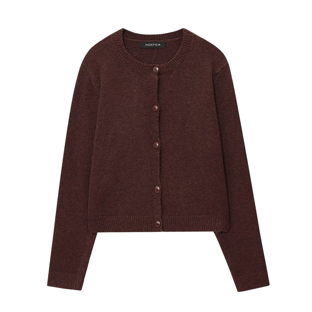 Damen Rundhals-Cardigan mit Knopfleiste und feiner Rippkante Nord Taschen