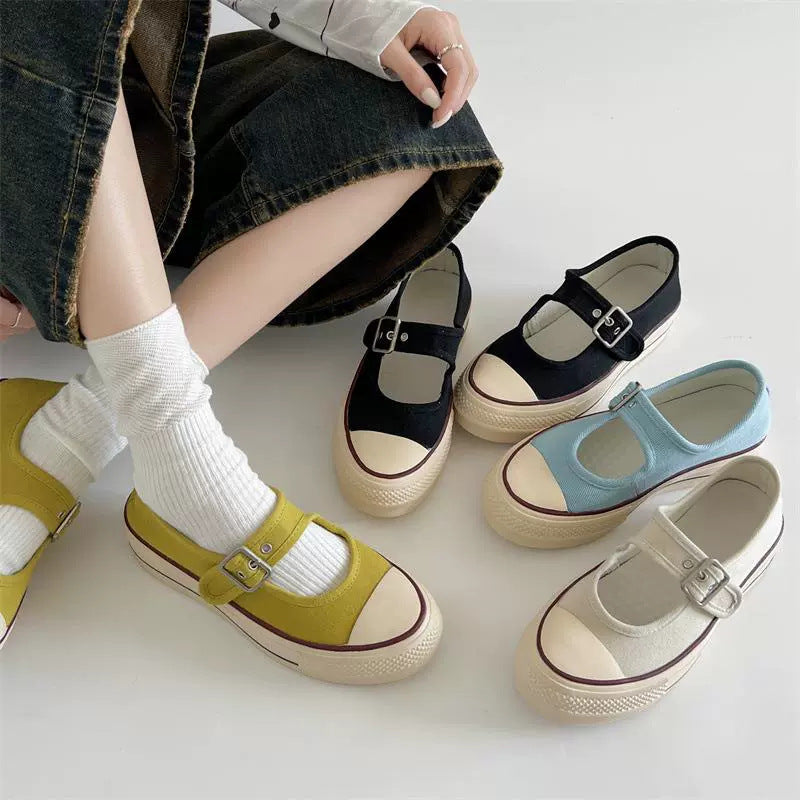 Damen Modische Mary Jane Schuhe mit verstellbarem Riemen und weicher Sohle