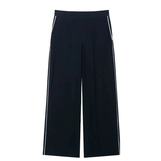 Damen Hochtaillierte Culotte-Hose mit weitem Bein und dekorativem Taillengürtel Nord Taschen