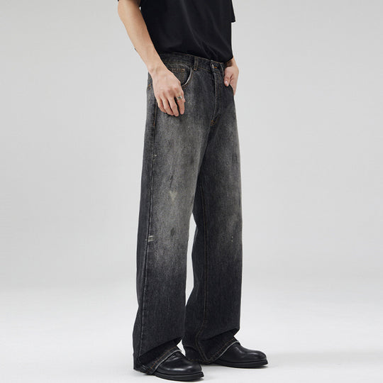 Herren Relaxed‑Straight Denim-Jeans mit Vintage-Waschung und verlängertem Saum Nord Taschen