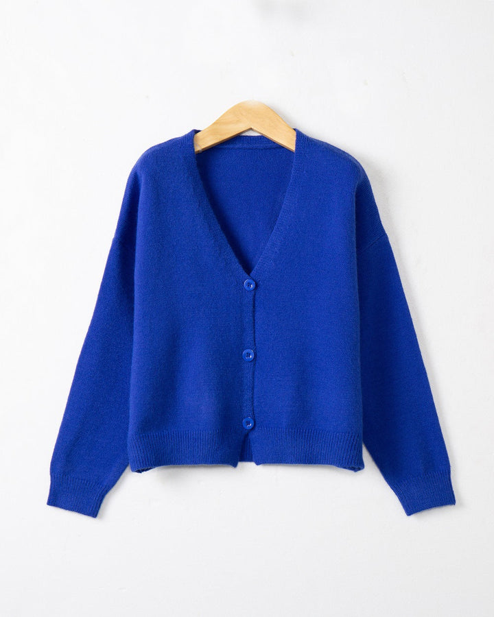 Damen Strickjacke mit V-Ausschnitt und Knopfdetails