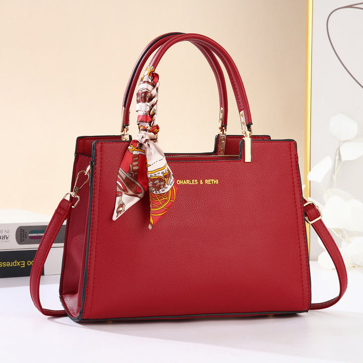 Damen elegante Designer-Handtasche mit farbenfrohem Schal Nord Taschen