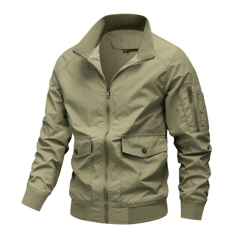 Herren Leichte Utility-Bomberjacke mit Ärmeltasche und Netzfutter Nord Taschen