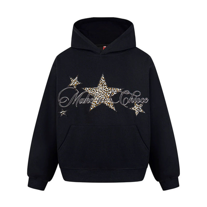 Damen Oversize Kapuzenpullover mit Kängurutasche und Leo‑Stern‑Print Nord Taschen