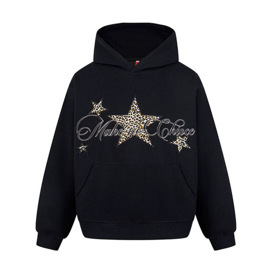 Damen Oversize Kapuzenpullover mit Kängurutasche und Leo‑Stern‑Print Nord Taschen