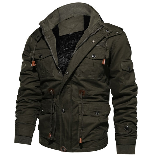Herren Utility-Canvasjacke mit Teddyfleece-Innenlage, Kordelzug und Mehrfachtaschen Nord Taschen