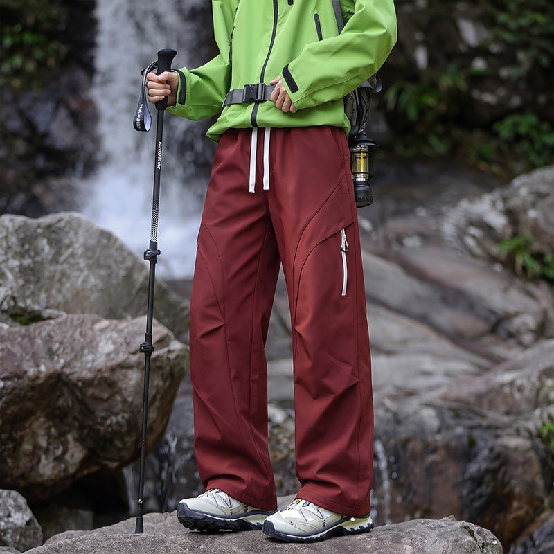 Unisex Wasserabweisende technische Cargo-Hose mit weitem Bein, Reißverschlusstaschen und Kordelzug Nord Taschen