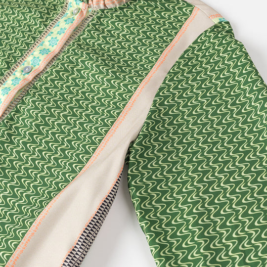 Damen Gemustertes Midilanges Mantelkleid mit Volantkragen und Stufenrock Nord Taschen