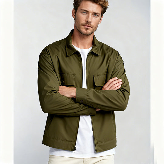 Herren Overshirt im Workwear-Stil mit durchgehendem Reißverschluss und aufgesetzten Brusttaschen Nord Taschen