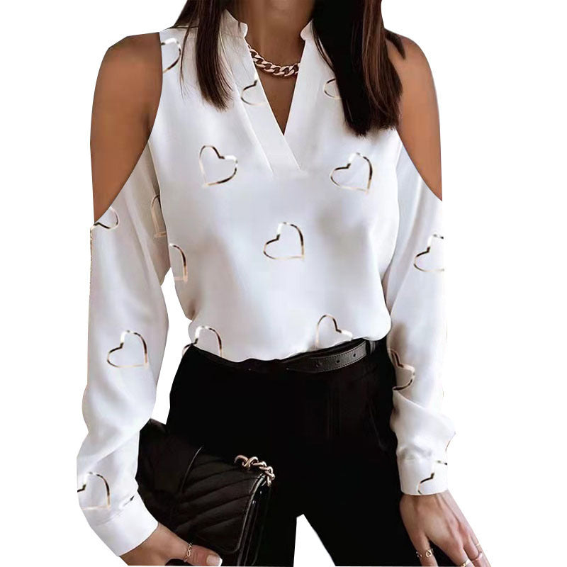 Damen Bluse mit schulterfreier Verarbeitung und floralem Druck