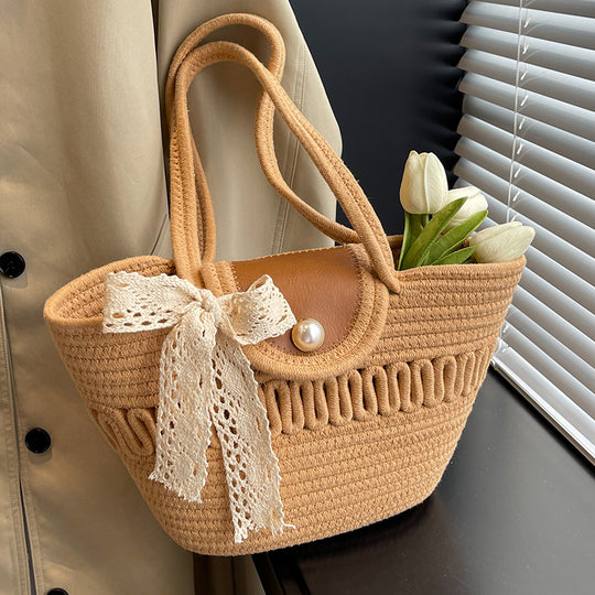 Damen Handtasche mit dekorativem Knoten- und Perlendesign Nord Taschen