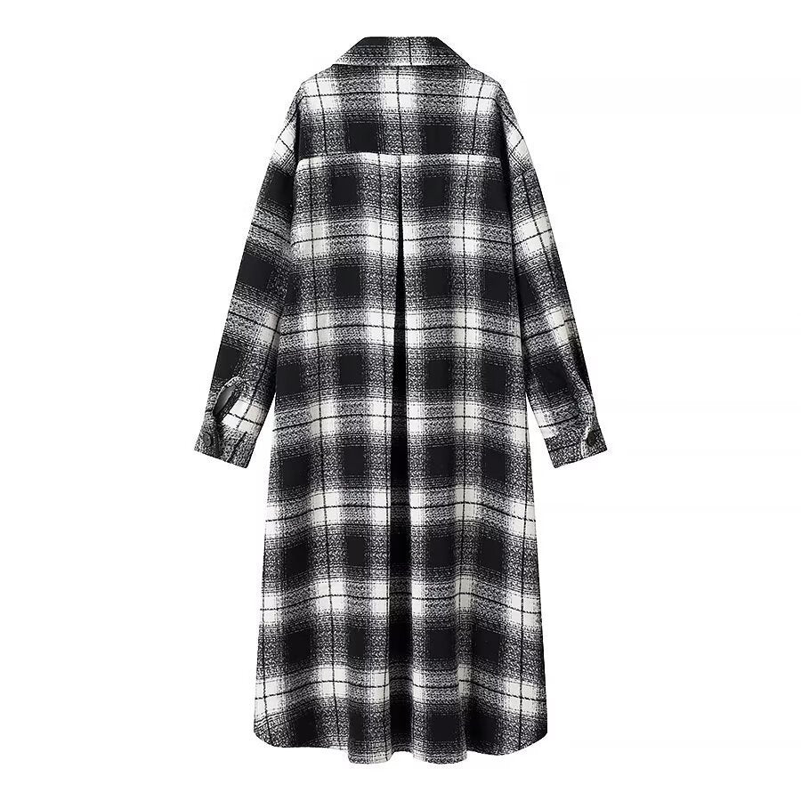 Damen Longline-Karo-Überhemd mit Oversize-Schnitt und aufgesetzten Pattentaschen Nord Taschen