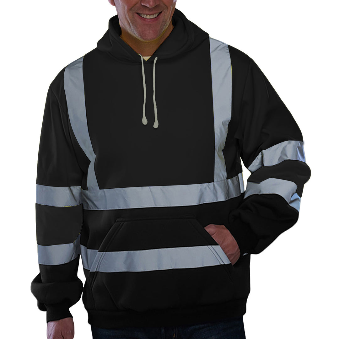Herren reflektierende Sicherheits-Hoodie mit kontrastreichen Reflektorbändern, Kängurutasche und verstellbarer Kapuze Nord Taschen