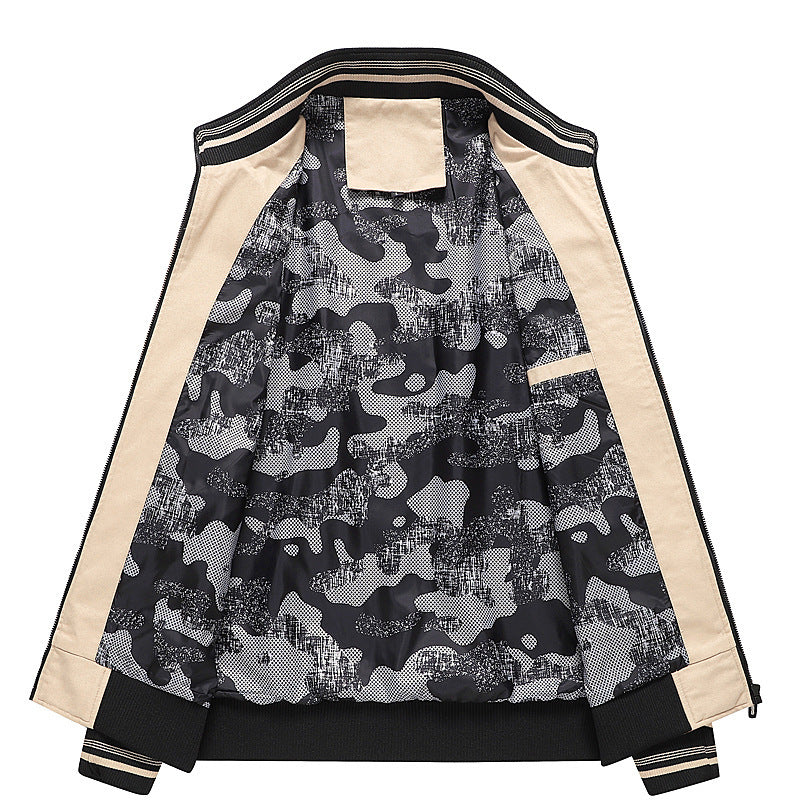 Herren Freizeitblouson mit Stehkragen, gerippten Bündchen und Camouflage-Innenfutter Nord Taschen