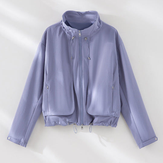Damen Leichte Kurzjacke mit hohem Kragen, Tunnelzug und aufgesetzten Taschen Nord Taschen