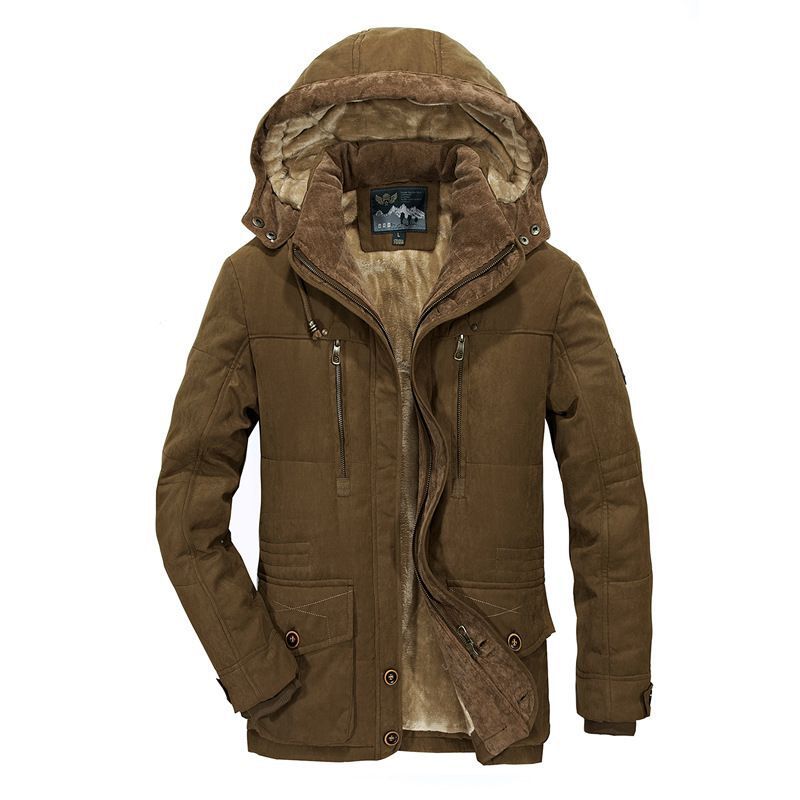 Herren Gefütterter Parka mit Kapuze und Kunstfellfutter Nord Taschen