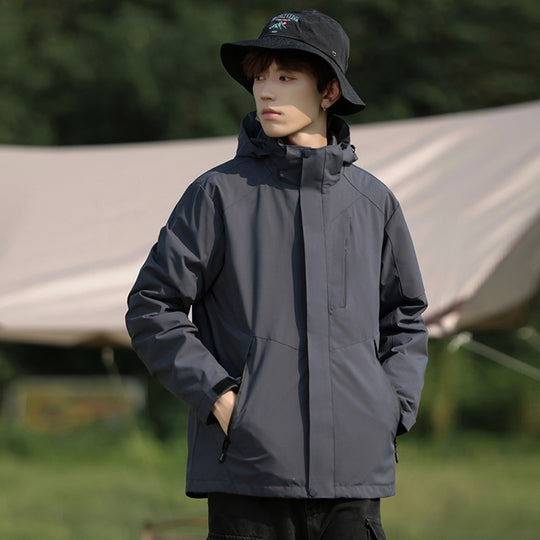 Herren Zweifarbige Wind- und Wasserabweisende Softshelljacke mit Kapuze Nord Taschen