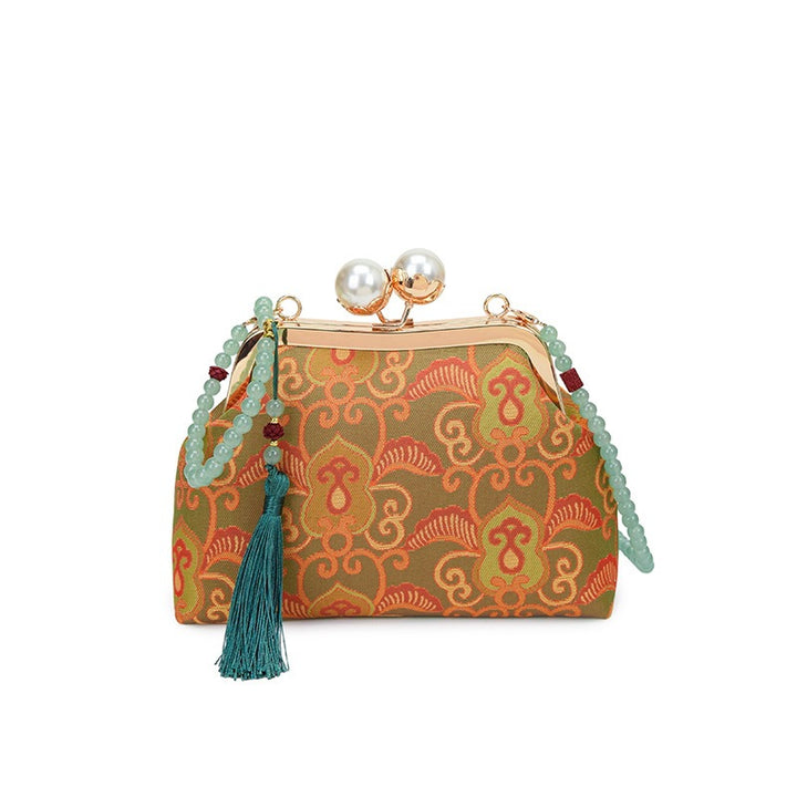 Damen elegante Umhängetasche mit kunstvollem Stickmuster und Perlenakzenten Nord Taschen