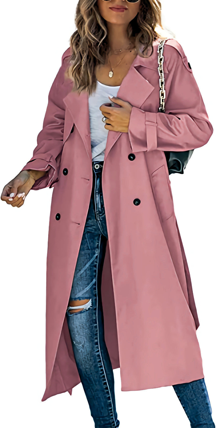 Damen legerer Trenchcoat mit Gürteldesign und stylischen Knöpfen