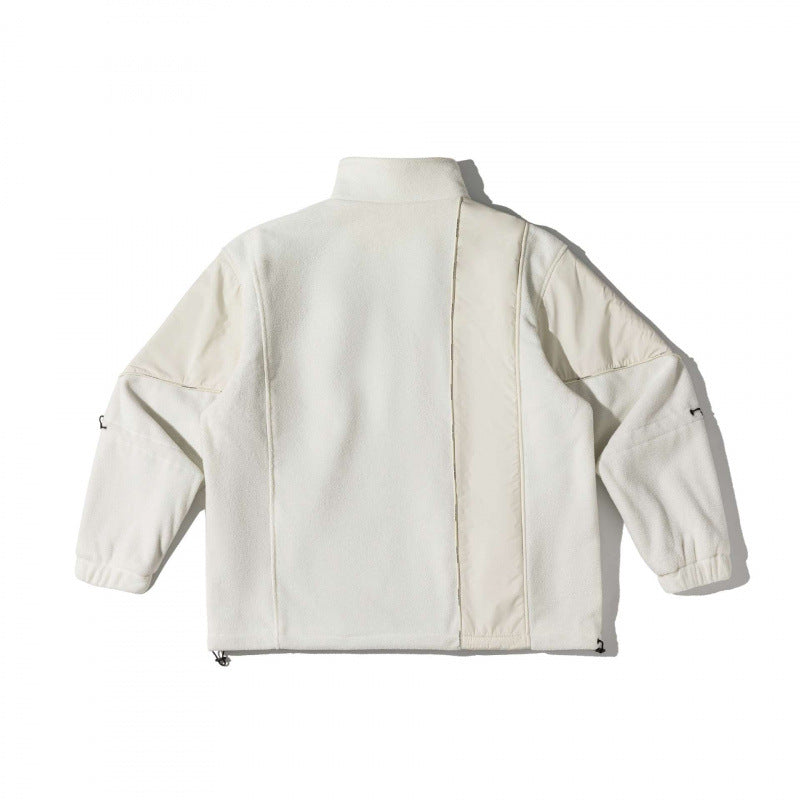 Unisex Oversize-Fleecejacke mit Nylon-Panelen, hohem Stehkragen und Multi-Taschen Nord Taschen