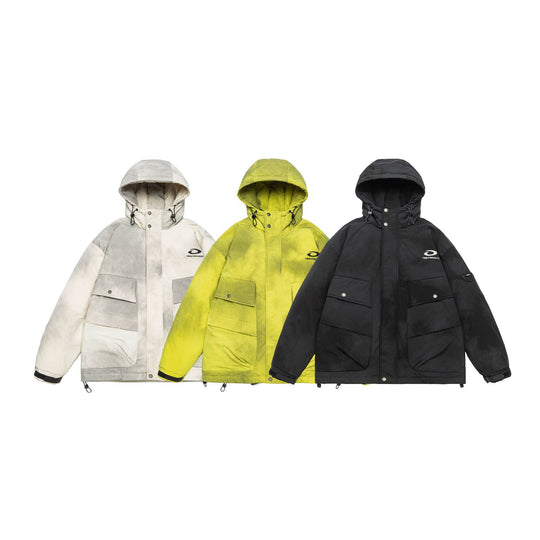 Herren Wattierte Parka-Jacke mit Kapuze und Utility-Taschen Nord Taschen