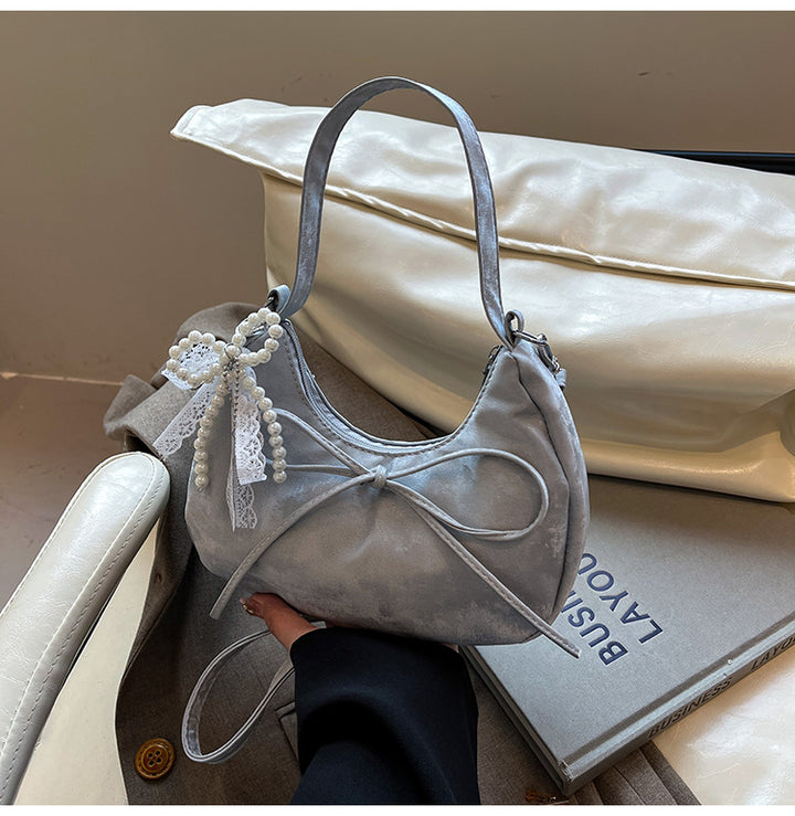 Damen elegante Hobo-Tasche aus samtartigem Material mit dekorativem Perlen-Detail Nord Taschen