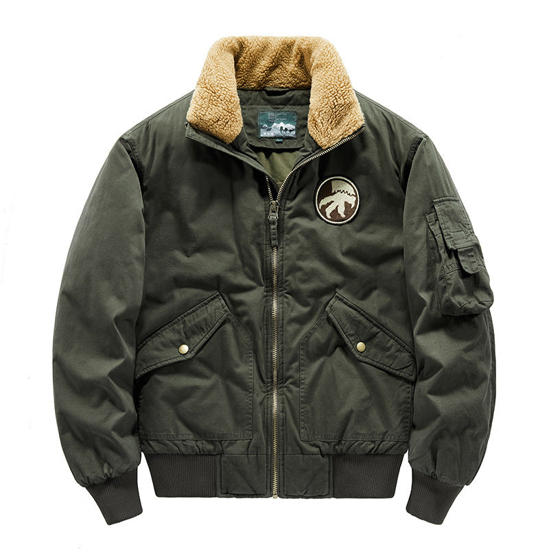 Herren Piloten-Bomberjacke mit Teddykragen, gesteppter Thermofütterung und Utility-Taschen Nord Taschen
