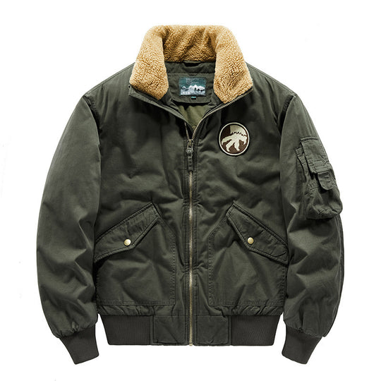 Herren Piloten-Bomberjacke mit Teddykragen, gesteppter Thermofütterung und Utility-Taschen Nord Taschen