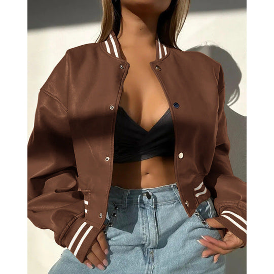 Damen Sportliche cropped Bomberjacke im Vintage-Stil