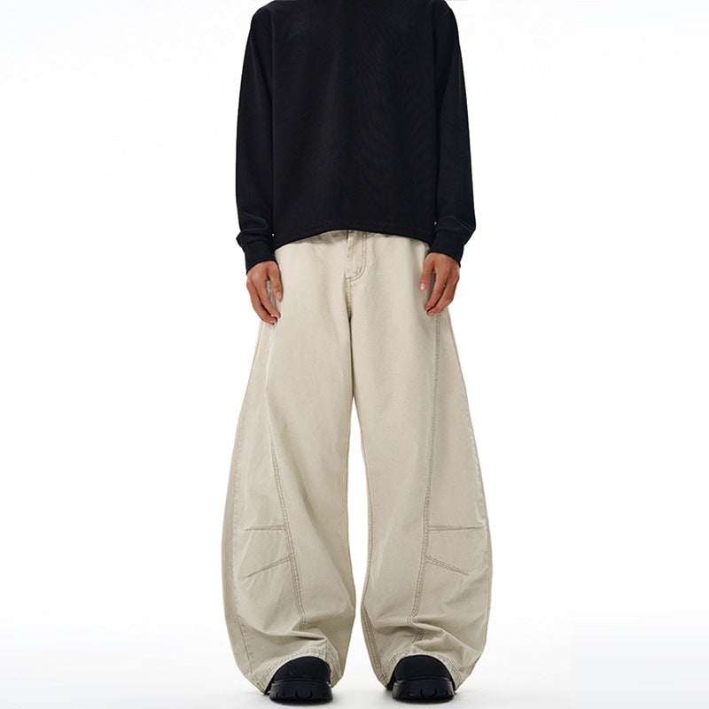 Herren Baggy-Palazzo-Hose aus schwerem Baumwoll-Canvas mit verstärkten Knieeinsätzen Nord Taschen