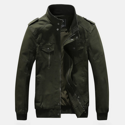 Herren Urbaner Canvas-Pilotblouson mit verstärkten Schultern, Stehkragen und verdecktem Reißverschluss Nord Taschen