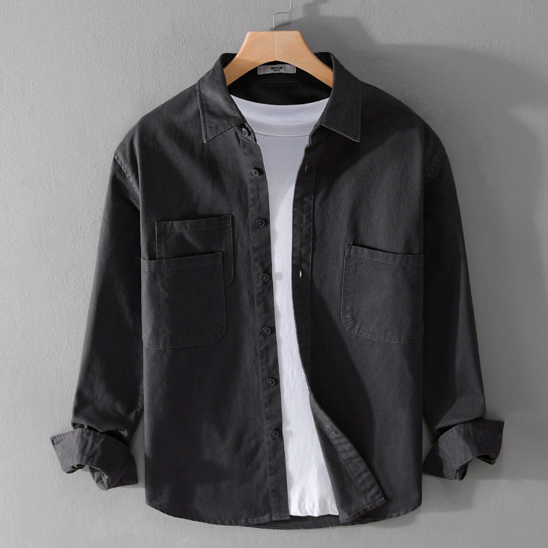 Herren Utility-Overshirt aus Baumwoll-Twill mit doppelten Brusttaschen und legerem Schnitt Nord Taschen