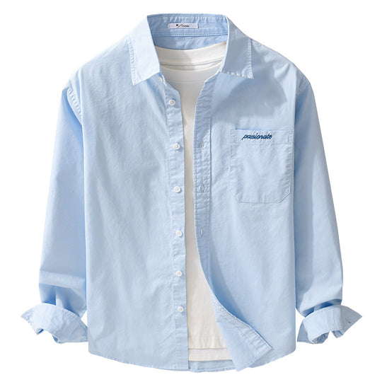 Herren Relaxed-Fit Baumwoll-Overshirt mit Stickerei auf Brusttasche Nord Taschen