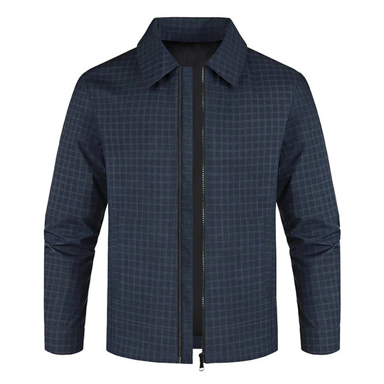 Herren Leichtes kariertes Overshirt-Jackett mit verdecktem Zwei-Wege-Reißverschluss und Hemdkragen Nord Taschen