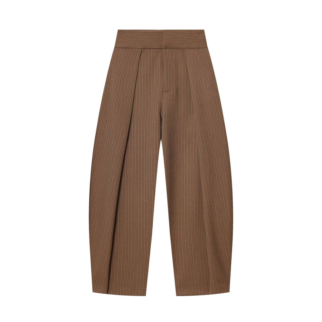 Damen Hochtaillierte Plissée-Hose mit weitem Bein und markanten Vorderfalten Nord Taschen