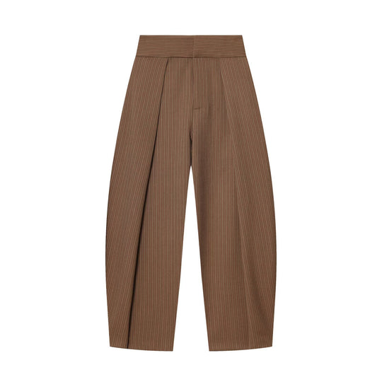 Damen Hochtaillierte Plissée-Hose mit weitem Bein und markanten Vorderfalten Nord Taschen