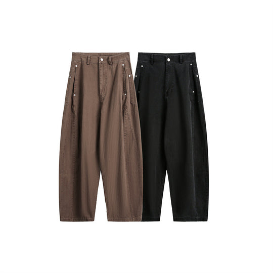 Damen Weite High‑Waist Cargo-Hose mit tiefem Schritt und aufgesetzten Seitentaschen Nord Taschen