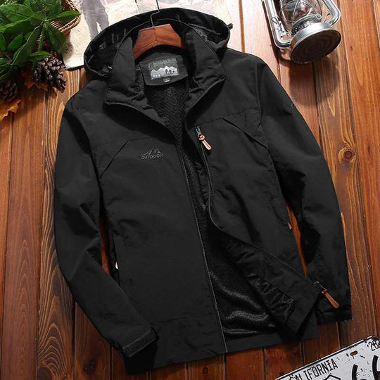 Herren Leichte Softshell-Trekkingjacke mit Kapuze atmungsaktivem Meshfutter und Brust-Reißverschluss Nord Taschen