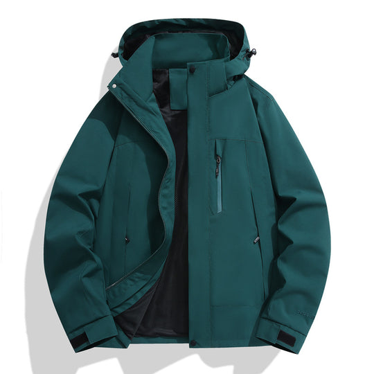 Herren Softshell-Outdoorjacke mit Kapuze, wasserabweisender Membran und verdeckten Reißverschlüssen Nord Taschen