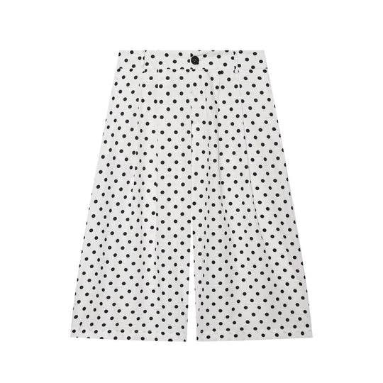 Damen Hochtaillierte Culottehose mit weitem Bein, Pünktchenmuster und Bügelfalte Nord Taschen