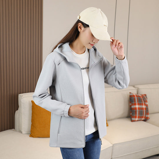 Damen Vielseitige Hybrid-Kapuzenjacke aus Fleece- und Softshellmix mit Zwei-Wege-Reißverschluss Nord Taschen