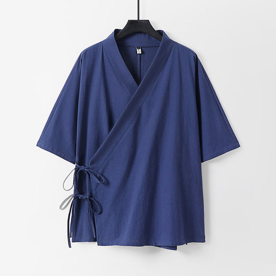 Damen Wickel-Kimono-Oberteil mit kurzen Ärmeln und Seitenschnürung Nord Taschen