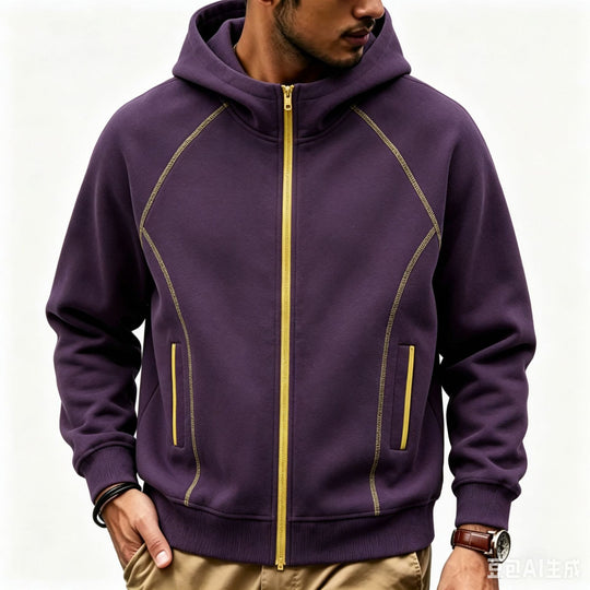 Herren Sportliche Kapuzen-Sweatjacke mit Kontrast-Reißverschluss und ergonomischen Nähten Nord Taschen