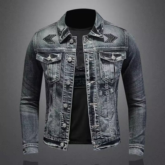 Herren Jeansjacke mit Used-Waschung, aufgesetzten Brusttaschen und dezenter Stickerei Nord Taschen