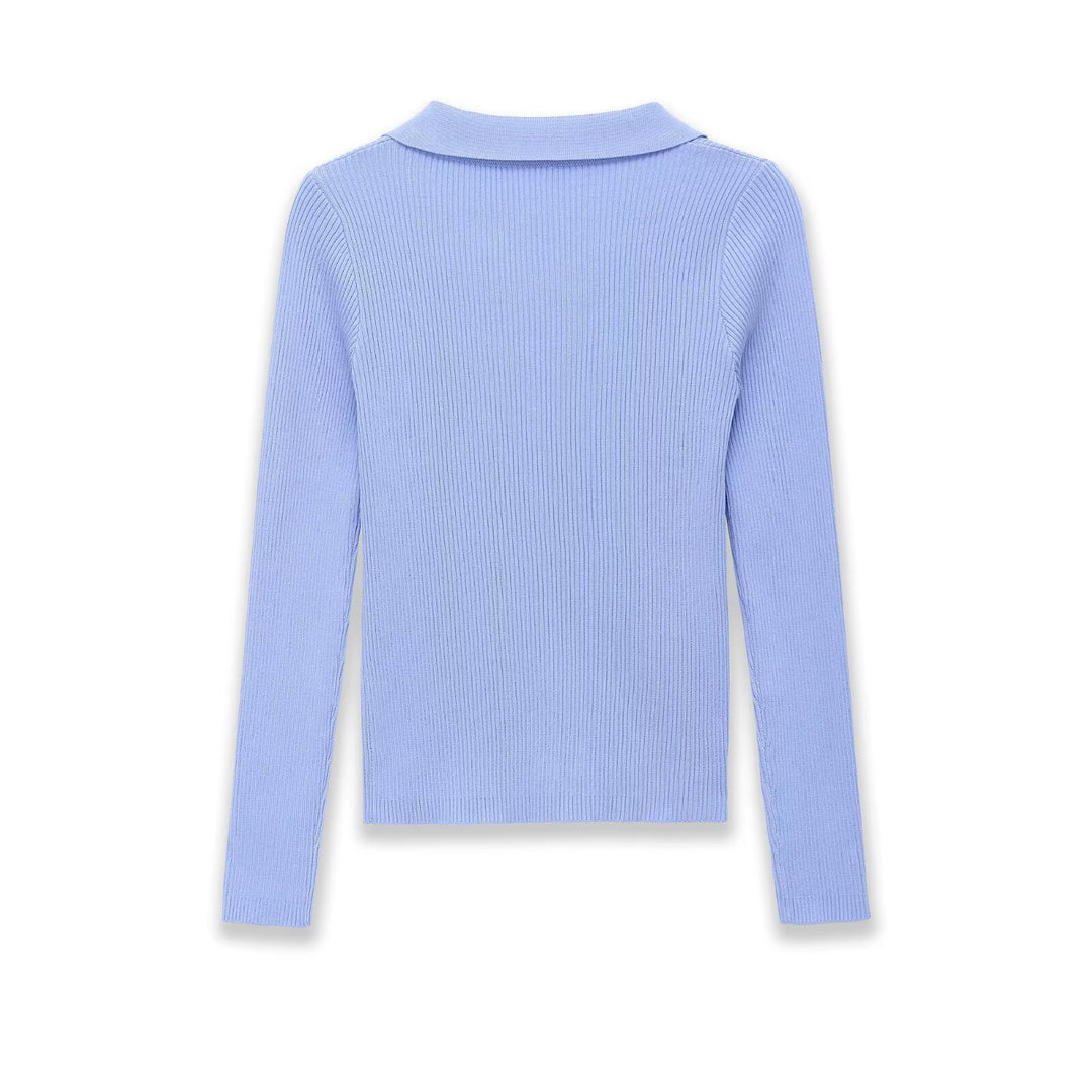 Damen Strickcardigan mit Rippenstruktur und Polokragen Nord Taschen