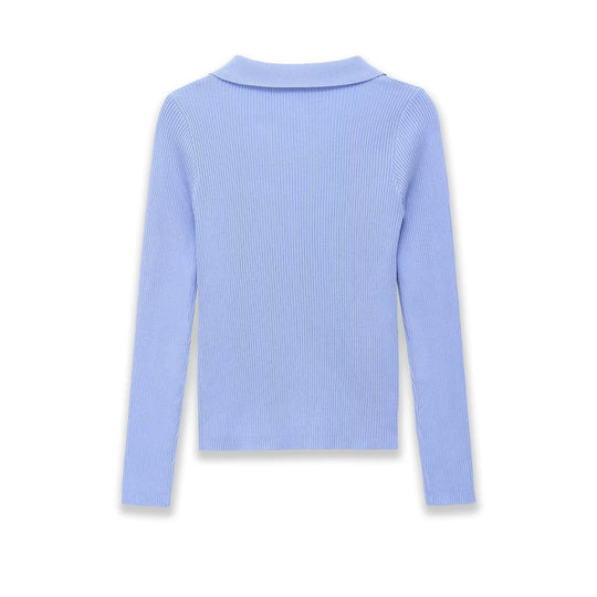 Damen Strickcardigan mit Rippenstruktur und Polokragen Nord Taschen