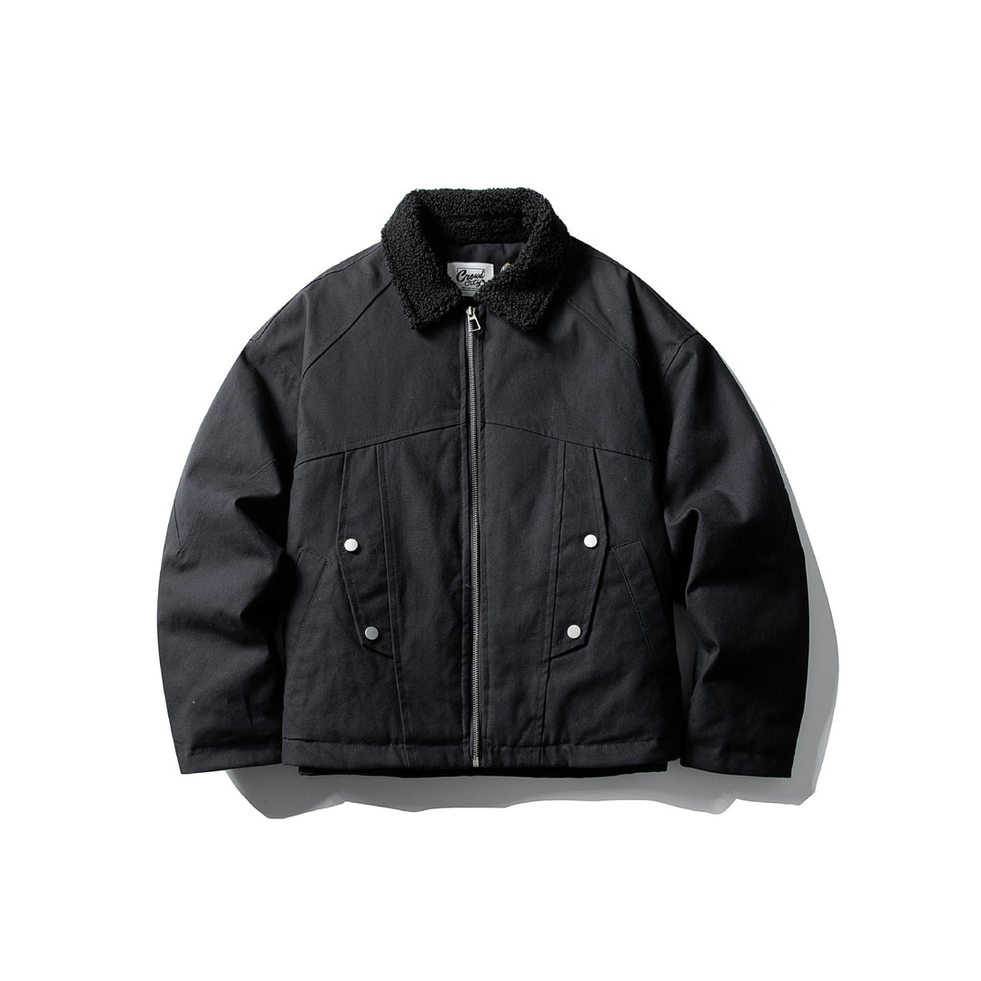 Unisex Kurzer Canvas-Fieldblouson mit Teddykragen und Zwei-Wege-Reißverschluss Nord Taschen