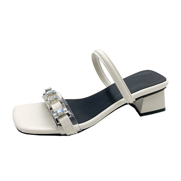 Damen elegante Mules mit gekreuzten Riemen und Blockabsatz