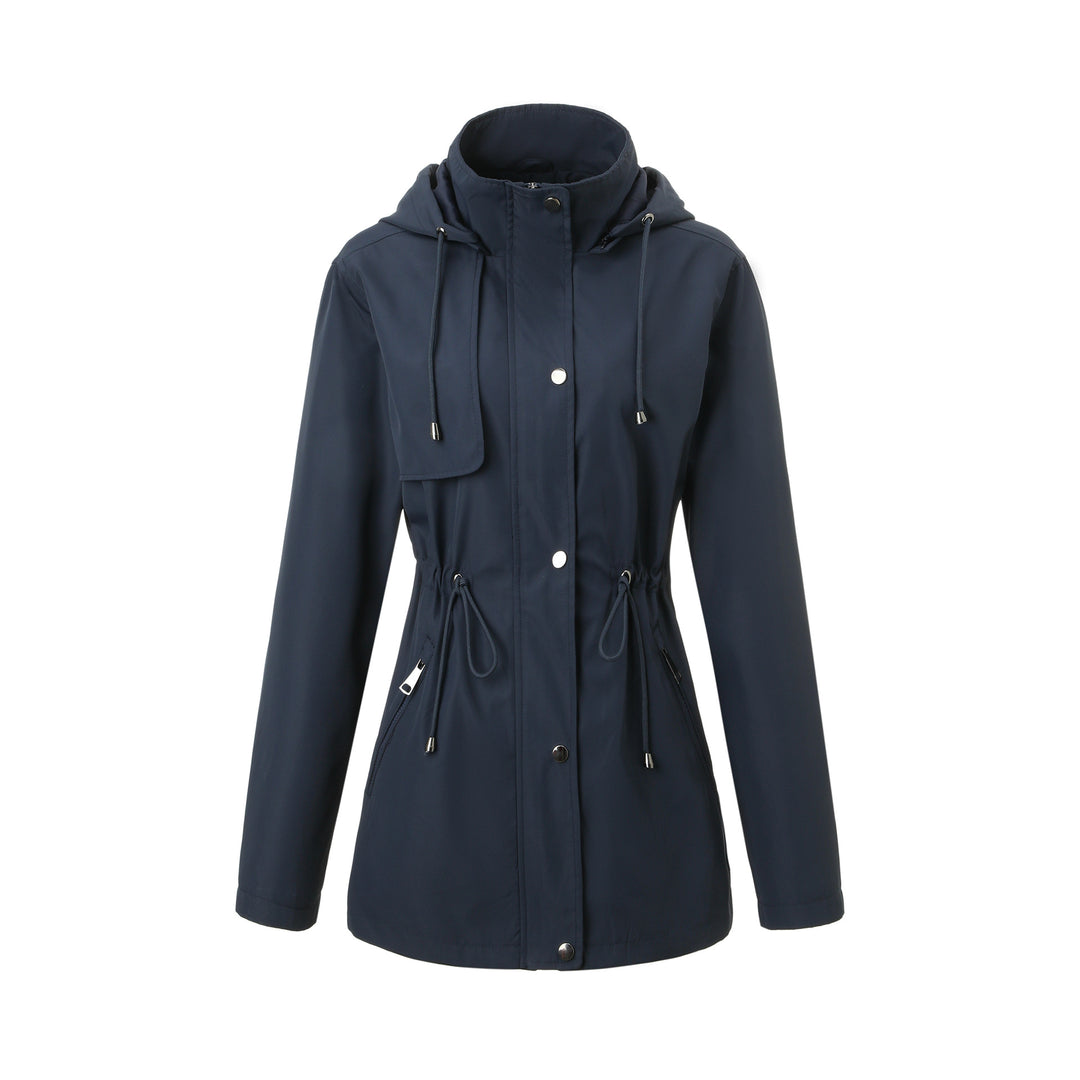 Damen Leichter Regenparka mit Kapuze und Taillenzug Nord Taschen